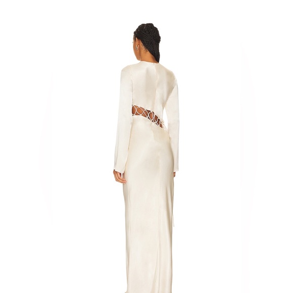 Shona Joy Asymmetrical lace up Maxi Dress in Cream - Picture 2 of 3